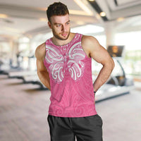 New Zealand Breast Cancer Awareness Men Tank Top Maori Butterfly Pink Ribbon LT14 Pink - Polynesian Pride