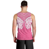 New Zealand Breast Cancer Awareness Men Tank Top Maori Butterfly Pink Ribbon LT14 - Polynesian Pride