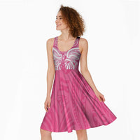 New Zealand Breast Cancer Awareness Midi Dress Maori Butterfly Pink Ribbon LT14 - Polynesian Pride
