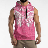 New Zealand Breast Cancer Awareness Sleeveless Hoodie Maori Butterfly Pink Ribbon LT14 - Polynesian Pride