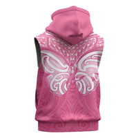 New Zealand Breast Cancer Awareness Sleeveless Zip Hoodie Maori Butterfly Pink Ribbon LT14 - Polynesian Pride