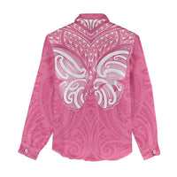 New Zealand Breast Cancer Awareness Women Casual Shirt Maori Butterfly Pink Ribbon LT14 - Polynesian Pride