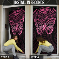 New Zealand Breast Cancer Awareness Door Cover Maori Butterfly Pink Ribbon Black Version LT14 - Polynesian Pride