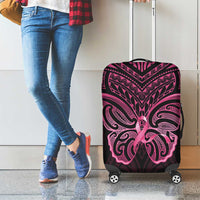New Zealand Breast Cancer Awareness Luggage Cover Maori Butterfly Pink Ribbon Black Version LT14 - Polynesian Pride