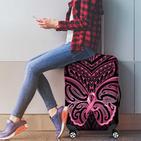 New Zealand Breast Cancer Awareness Luggage Cover Maori Butterfly Pink Ribbon Black Version LT14 - Polynesian Pride
