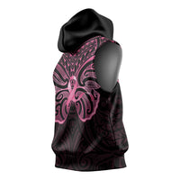 New Zealand Breast Cancer Awareness Sleeveless Hoodie Maori Butterfly Pink Ribbon Black Version LT14 - Polynesian Pride