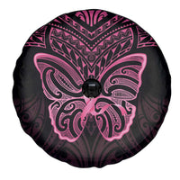 New Zealand Breast Cancer Awareness Spare Tire Cover Maori Butterfly Pink Ribbon Black Version LT14 - Polynesian Pride