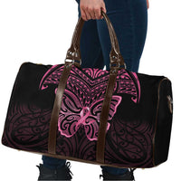 New Zealand Breast Cancer Awareness Travel Bag Maori Butterfly Pink Ribbon Black Version - Polynesian Pride