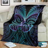 Suicide Prevention New Zealand Blanket Aotearoa Maori Butterfly Mix Silver Fern - Polynesian Pride