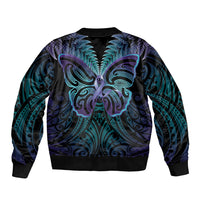 Suicide Prevention New Zealand Bomber Jacket Aotearoa Maori Butterfly Mix Silver Fern - Polynesian Pride