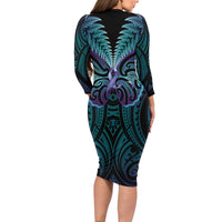 Suicide Prevention New Zealand Family Matching Long Sleeve Bodycon Dress and Hawaiian Shirt Aotearoa Maori Butterfly Mix Silver Fern LT14 - Polynesian Pride