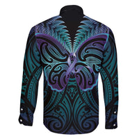 Suicide Prevention New Zealand Family Matching Short Sleeve Bodycon Dress and Hawaiian Shirt Aotearoa Maori Butterfly Mix Silver Fern LT14 - Polynesian Pride