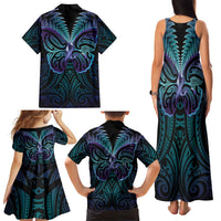 Suicide Prevention New Zealand Family Matching Tank Maxi Dress and Hawaiian Shirt Aotearoa Maori Butterfly Mix Silver Fern LT14 - Polynesian Pride