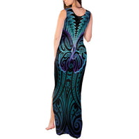 Suicide Prevention New Zealand Tank Maxi Dress Aotearoa Maori Butterfly Mix Silver Fern - Polynesian Pride