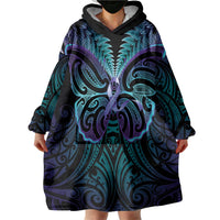 Suicide Prevention New Zealand Wearable Blanket Hoodie Aotearoa Maori Butterfly Mix Silver Fern LT14 - Polynesian Pride