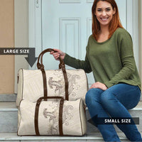 Beige Hawaii Travel Bag Hammerhead Shark Tattoo Curve Polynesian - Polynesian Pride