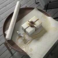 Gold and White Hawaii Wrapping Paper Hammerhead Shark Tattoo Curve Polynesian - Polynesian Pride