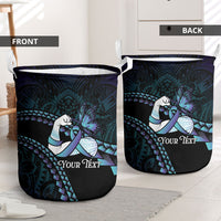 Personalised Polynesia Suicide Prevention Month Laundry Basket Brave Strong Butterfly Teal Purple Ribbon LT14 - Polynesian Pride