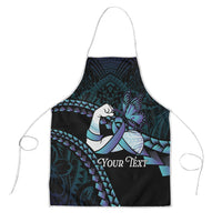 Personalised Polynesia Suicide Prevention Month Apron Brave Strong Butterfly Teal Purple Ribbon LT14 Purple - Polynesian Pride