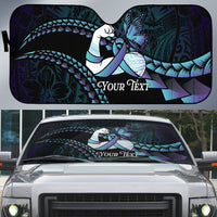 Personalised Polynesia Suicide Prevention Month Auto Sun Shade Brave Strong Butterfly Teal Purple Ribbon LT14 Purple - Polynesian Pride