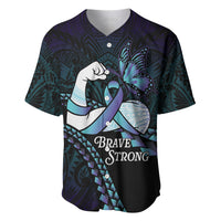 Personalised Polynesia Suicide Prevention Month Baseball Jersey Brave Strong Butterfly Teal Purple Ribbon LT14 Purple - Polynesian Pride