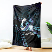 Personalised Polynesia Suicide Prevention Month Blanket Brave Strong Butterfly Teal Purple Ribbon LT14 - Polynesian Pride