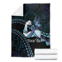 Personalised Polynesia Suicide Prevention Month Blanket Brave Strong Butterfly Teal Purple Ribbon LT14 - Polynesian Pride