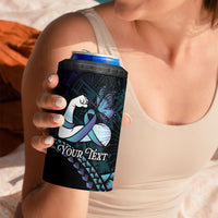 Personalised Polynesia Suicide Prevention Month 4 in 1 Can Cooler Tumbler Brave Strong Butterfly Teal Purple Ribbon LT14 - Polynesian Pride