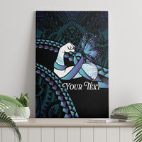 Personalised Polynesia Suicide Prevention Month Canvas Wall Art Brave Strong Butterfly Teal Purple Ribbon LT14 - Polynesian Pride