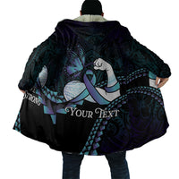 Personalised Polynesia Suicide Prevention Month Cloak Brave Strong Butterfly Teal Purple Ribbon LT14 - Polynesian Pride