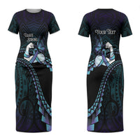 Personalised Polynesia Suicide Prevention Month Couples Matching Short Sleeve Bodycon Dress and Hawaiian Shirt Brave Strong Butterfly Teal Purple Ribbon LT14 - Polynesian Pride