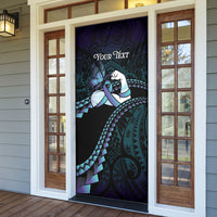 Personalised Polynesia Suicide Prevention Month Door Cover Brave Strong Butterfly Teal Purple Ribbon LT14 - Polynesian Pride