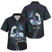 Personalised Polynesia Suicide Prevention Month Family Matching Tank Maxi Dress and Hawaiian Shirt Brave Strong Butterfly Teal Purple Ribbon LT14 Son's Shirt Purple - Polynesian Pride