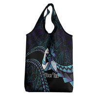 Personalised Polynesia Suicide Prevention Month Grocery Bag Brave Strong Butterfly Teal Purple Ribbon LT14 - Polynesian Pride