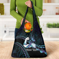 Personalised Polynesia Suicide Prevention Month Grocery Bag Brave Strong Butterfly Teal Purple Ribbon LT14 - Polynesian Pride