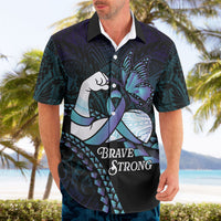 Personalised Polynesia Suicide Prevention Month Hawaiian Shirt Brave Strong Butterfly Teal Purple Ribbon LT14 - Polynesian Pride