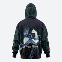 Personalised Polynesia Suicide Prevention Month Hoodie Brave Strong Butterfly Teal Purple Ribbon LT14 - Polynesian Pride
