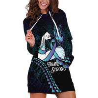 Personalised Polynesia Suicide Prevention Month Hoodie Dress Brave Strong Butterfly Teal Purple Ribbon LT14 Purple - Polynesian Pride