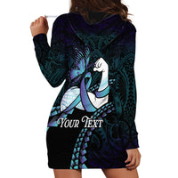 Personalised Polynesia Suicide Prevention Month Hoodie Dress Brave Strong Butterfly Teal Purple Ribbon LT14 - Polynesian Pride