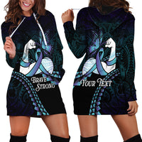 Personalised Polynesia Suicide Prevention Month Hoodie Dress Brave Strong Butterfly Teal Purple Ribbon LT14 - Polynesian Pride