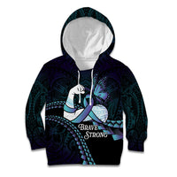 Personalised Polynesia Suicide Prevention Month Kid Hoodie Brave Strong Butterfly Teal Purple Ribbon LT14 Hoodie Purple - Polynesian Pride