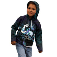 Personalised Polynesia Suicide Prevention Month Kid Hoodie Brave Strong Butterfly Teal Purple Ribbon LT14 - Polynesian Pride