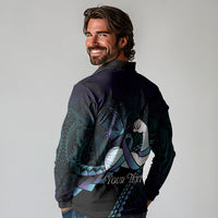 Personalised Polynesia Suicide Prevention Month Long Sleeve Polo Shirt Brave Strong Butterfly Teal Purple Ribbon LT14 - Polynesian Pride