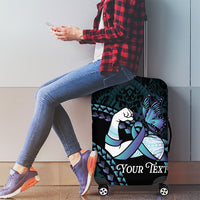 Personalised Polynesia Suicide Prevention Month Luggage Cover Brave Strong Butterfly Teal Purple Ribbon LT14 - Polynesian Pride