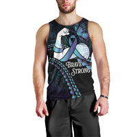 Personalised Polynesia Suicide Prevention Month Men Tank Top Brave Strong Butterfly Teal Purple Ribbon LT14 - Polynesian Pride