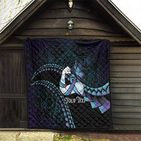 Personalised Polynesia Suicide Prevention Month Quilt Brave Strong Butterfly Teal Purple Ribbon LT14 - Polynesian Pride