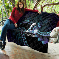 Personalised Polynesia Suicide Prevention Month Quilt Brave Strong Butterfly Teal Purple Ribbon LT14 - Polynesian Pride