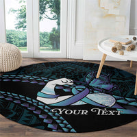 Personalised Polynesia Suicide Prevention Month Round Carpet Brave Strong Butterfly Teal Purple Ribbon LT14 - Polynesian Pride