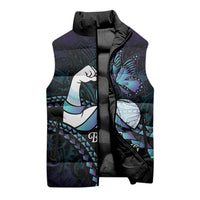 Personalised Polynesia Suicide Prevention Month Sleeveless Puffer Jacket Brave Strong Butterfly Teal Purple Ribbon LT14 - Polynesian Pride