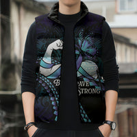Personalised Polynesia Suicide Prevention Month Sleeveless Puffer Jacket Brave Strong Butterfly Teal Purple Ribbon LT14 - Polynesian Pride